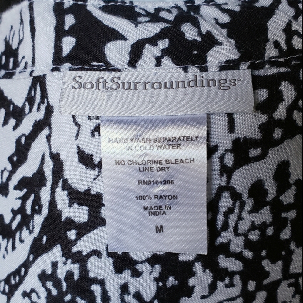 ✅SOLD✅ SOFT SURROUNDINGS Summer Dress Womens Size M White & Black Paisley - Picture 7 of 9